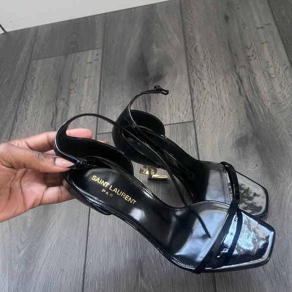 Saint Laurent Black and Gold Strappy Heels - Picture 5 of 5